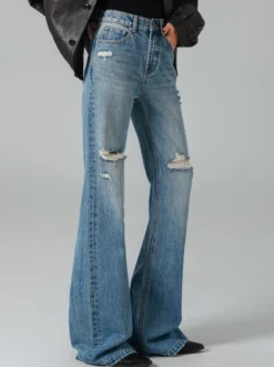 Jeans pour femmes bas décontractés jeans taille haute