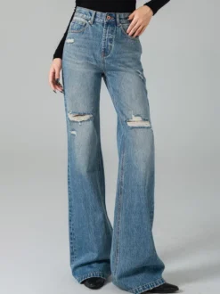 Jeans pour femmes bas décontractés jeans taille haute