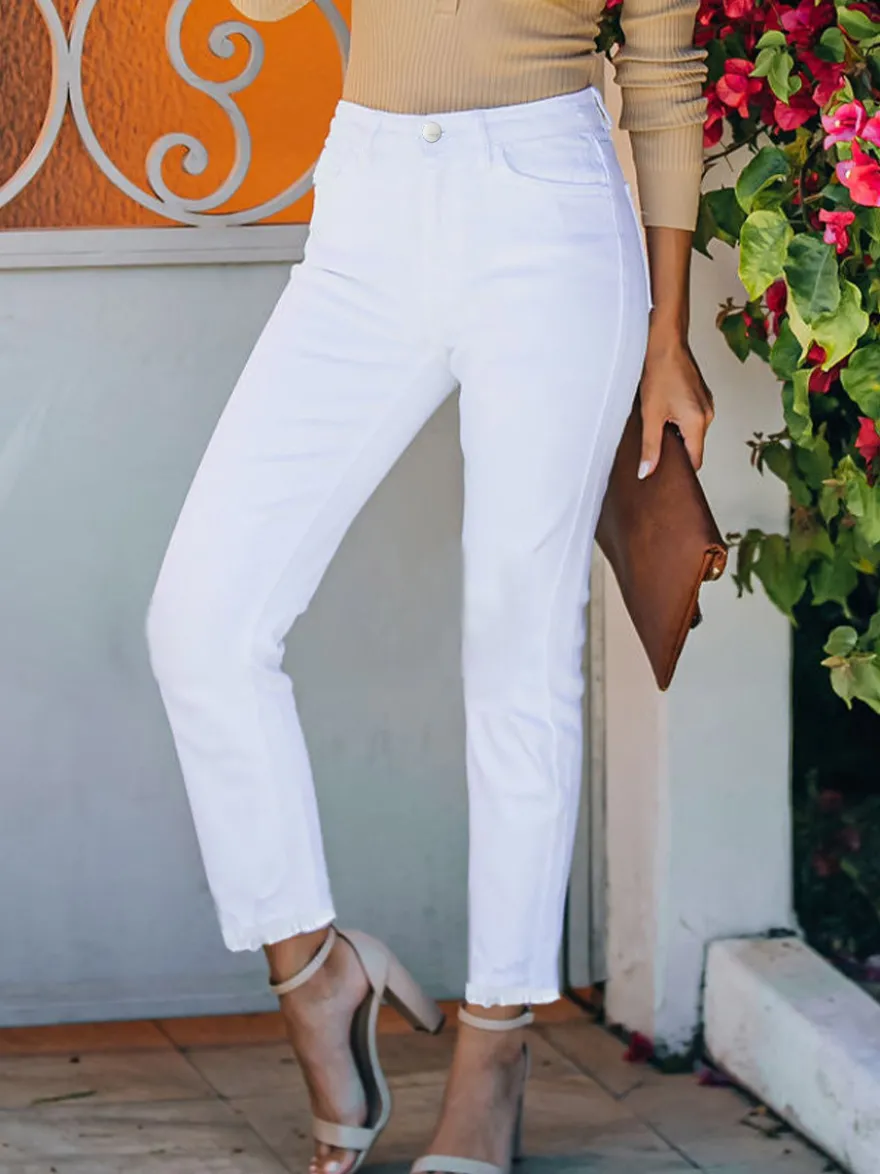 Jeans pour femmes bas droits jeans décontractés en denim