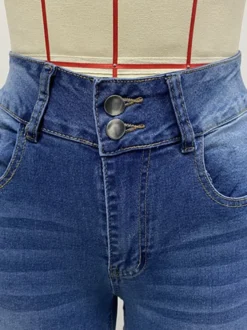 Jean évasé à double boutonnage pour femme - Pantalon en denim coupe slim - Style streetwear décontracté printemps 2026