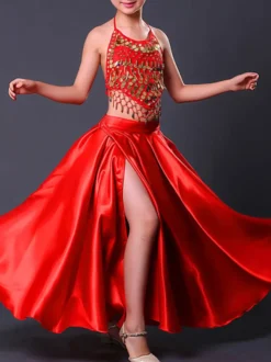 Jupe De Flamenco Pour Filles Paso Doble Costume De Danse Enfants Red Split Costumes De Tauromachie Espagnole Déguisements Halloween