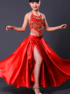 Jupe De Flamenco Pour Filles Paso Doble Costume De Danse Enfants Red Split Costumes De Tauromachie Espagnole Déguisements Halloween