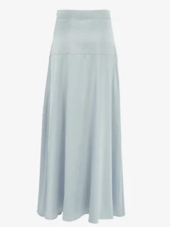 Jupe en satin gris avec fente taille haute couleur unie jupe longue d'été trapèze pour femme 2026