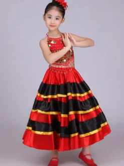 Jupe Flamenco Filles Paso Doble Costume De Danse Enfants Split Costumes De Corrida Déguisements Halloween Robe de Princesse Fille