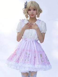 Jupe Harajuku Mode Lolita SK Cardcaptor Sakura Imprimé Fleuri Volants Lolita
