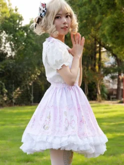 Jupe Harajuku Mode Lolita SK Cardcaptor Sakura Imprimé Fleuri Volants Lolita