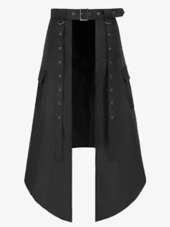 Jupe Homme Vintage Noire Rétro Plissée Asymétrique Gothique Steampunk Costumes