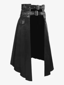 Jupe Homme Vintage Noire Rétro Plissée Asymétrique Gothique Steampunk Costumes