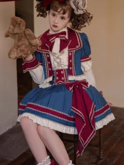 Jupe idole lolita nœuds bleu profond œillets jupes lolita