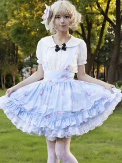 Jupe idole Lolita SK Cardcaptor Sakura volants jupes Lolita à imprimé Fleurie