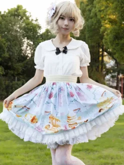Jupe idole Lolita SK volants à imprimé Fleurie