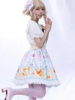 Jupe idole Lolita SK volants à imprimé Fleurie
