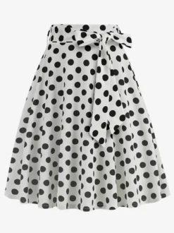 Jupe imprimée vintage années 50 pour femme - Jupe midi trapèze taille haute rétro avec ceinture - Idéale pour une soirée tropicale d'été 2026