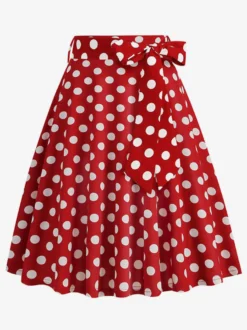 Jupe imprimée vintage années 50 pour femme - Jupe midi trapèze taille haute rétro avec ceinture - Idéale pour une soirée tropicale d'été 2026