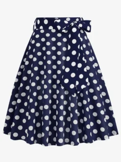 Jupe imprimée vintage années 50 pour femme - Jupe midi trapèze taille haute rétro avec ceinture - Idéale pour une soirée tropicale d'été 2026