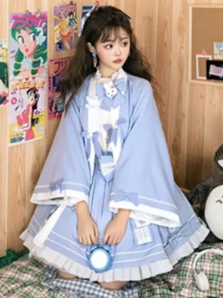 Jupe Kimono Lolita Volants Jupes Lolita Bleu Ciel Clair