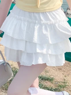 Jupe Lolita courte rose à volants