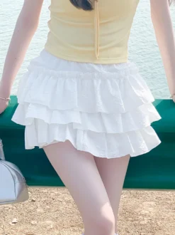 Jupe Lolita courte rose à volants