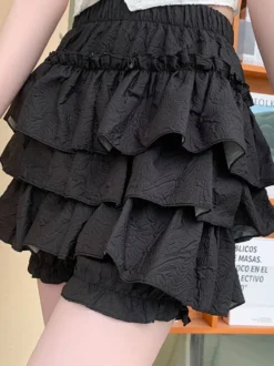 Jupe Lolita courte rose à volants