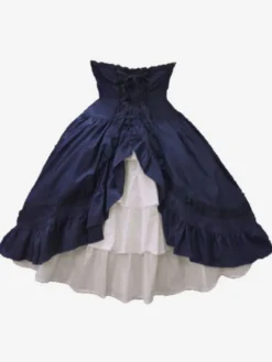 Jupe lolita parfaite gothique en 100% coton bicolore à volants Déguisements Halloween