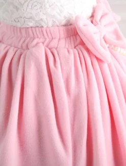 Jupe Lolita rose douse séduisante en coton impression avec dentelle Déguisements Halloween