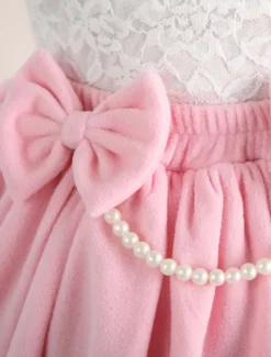 Jupe Lolita rose douse séduisante en coton impression avec dentelle Déguisements Halloween
