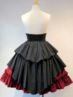 Jupe lolita séduisante gothique en 100% coton bicolore à volants Déguisements Halloween
