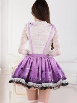 Jupe Lolita violete douse excellente en polyester impression avec dentelle Déguisements Halloween