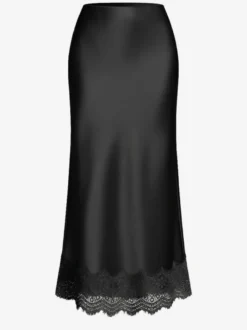 Jupe longue d'été élégante en satin couleur champagne taille naturelle pour femme.