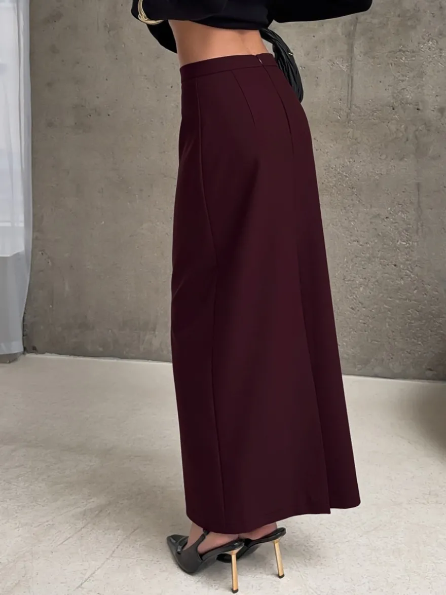 Jupe longue fendue au dos pour femme - Élégante jupe droite taille haute - Tenue de bureau luxueuse et discrète 2026