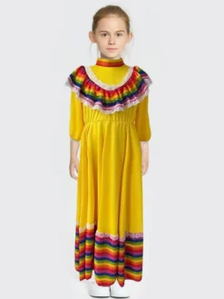 Jupe longue mexicaine costume national d'halloween jeu de rôle du jour des morts scène européenne et américaine grande jupe pivotante