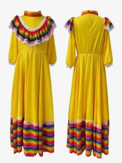 Jupe longue mexicaine costume national d'halloween jeu de rôle du jour des morts scène européenne et américaine grande jupe pivotante