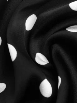 Jupe midi en satin à pois pour femme taille haute coupe trapèze fluide longue jupe évasée