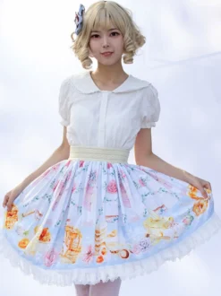 Jupe Mignonne Lolita SK Imprimé Fleuri Comme Image Jupes Lolita À Volants