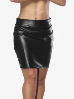 Jupe moulante mini taille haute à lacets et découpes punk