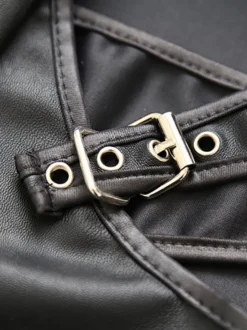 Jupe moulante mini taille haute à lacets et découpes punk