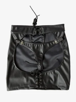 Jupe moulante mini taille haute à lacets et découpes punk