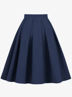 Jupe Pour Femme Bleu Marine Foncé Taille Haute Plissée En Couches Femmes Bas