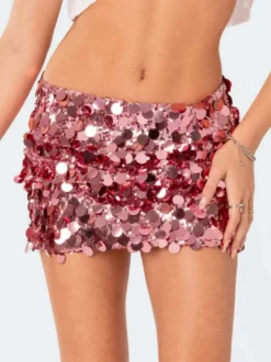 Jupes argentées automne mini bas pour femmes