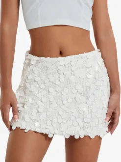 Jupes argentées automne mini bas pour femmes
