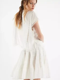 Jupes blanches plissées taille naturelle chic pour femmes