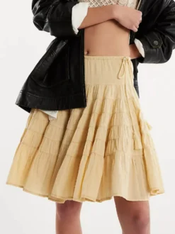 Jupes blanches plissées taille naturelle chic pour femmes