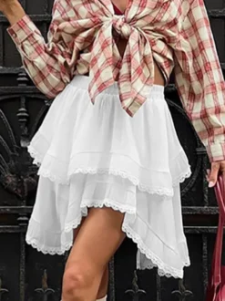 Jupes blanches taille haute élégantes mini pour femmes