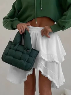 Jupes blanches taille haute élégantes mini pour femmes