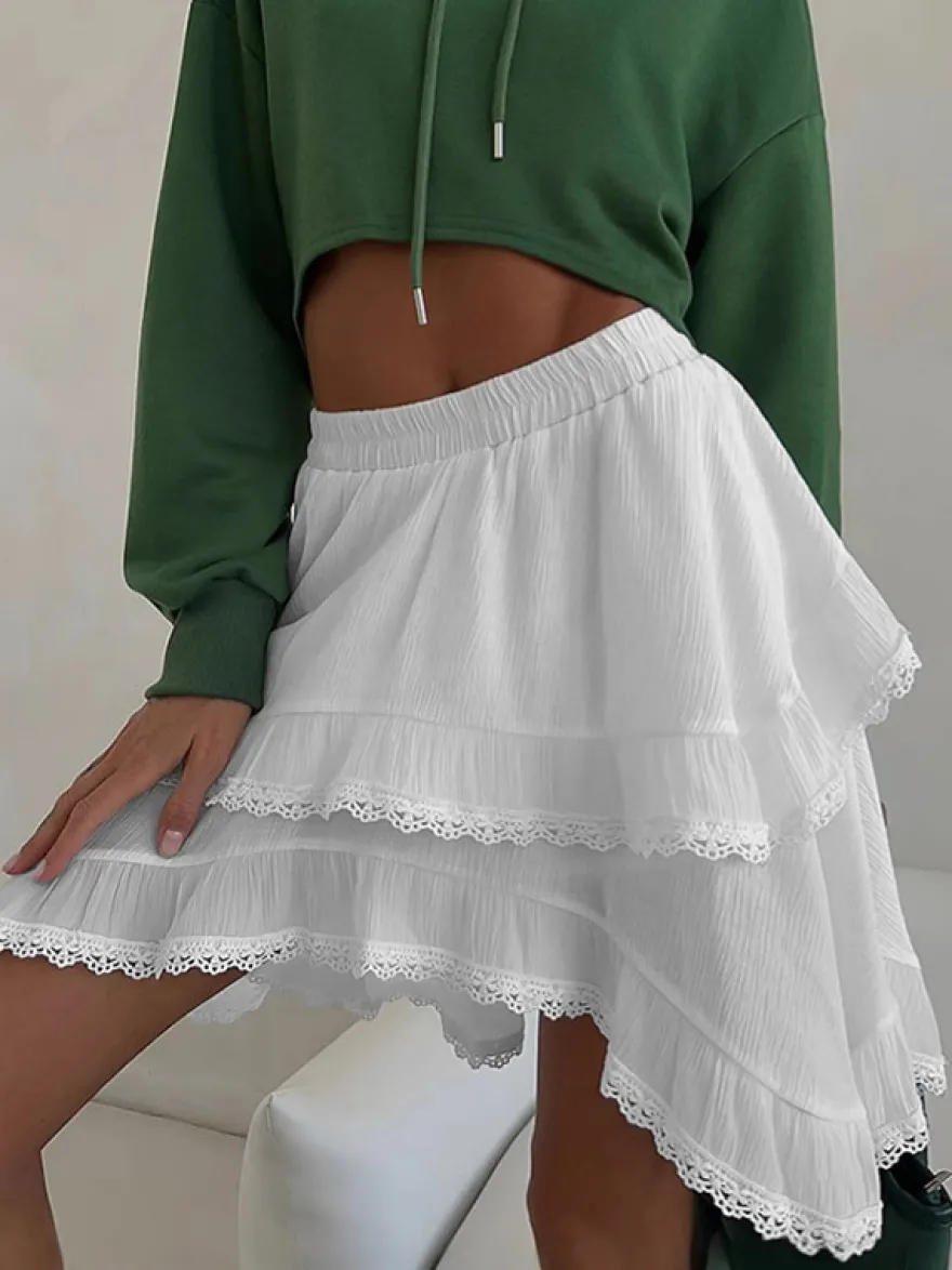 Jupes blanches taille haute élégantes mini pour femmes