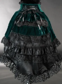 Jupes gothiques Lolita SK noires en dentelle à lacets