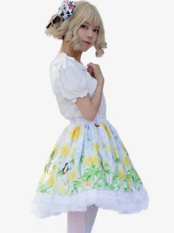 Jupes Idole Lolita SK Angel Beats Volants Comme Image Lolita À Imprimé Fleuri