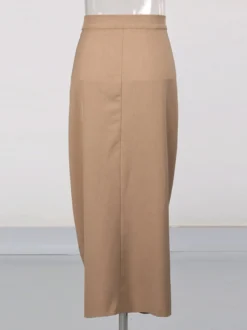 Jupes kaki élégantes vêtements de printemps bas longs pour femmes