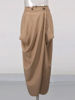 Jupes kaki élégantes vêtements de printemps bas longs pour femmes