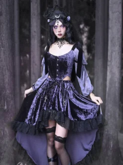 Jupes Lolita gothiques en dentelle violette SK